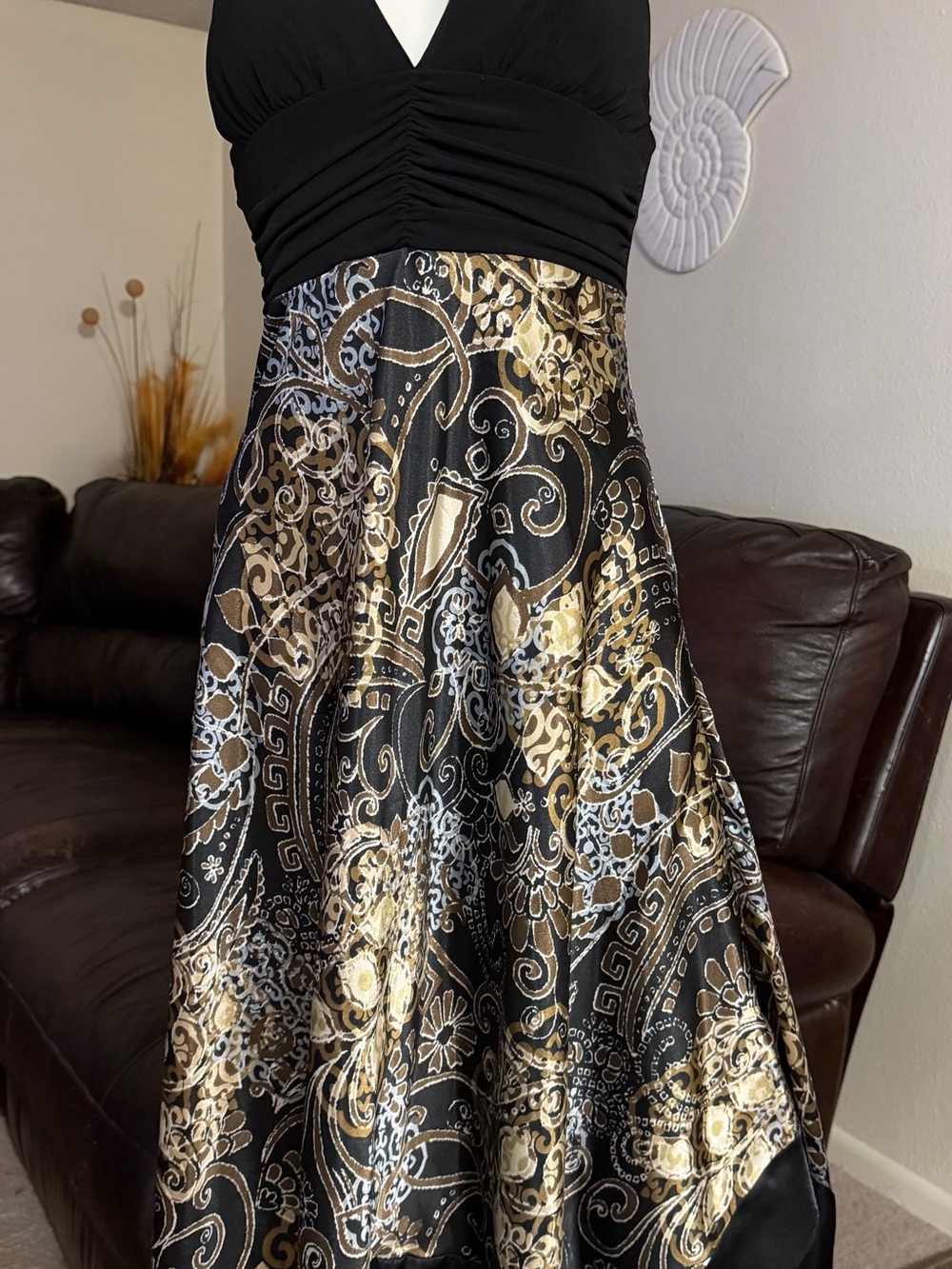 Speechless Black and Gold A-Line Midi Dress